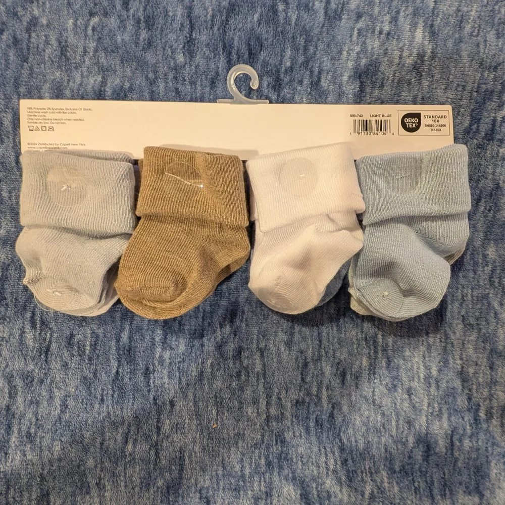 Capelli Baby Socks Set - Blue, Gray, Tan, & White